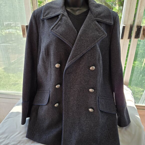 Coldwater Creek Wool Blend Pea Coat Double Breasted Womens XL - Picture 1 of 15
